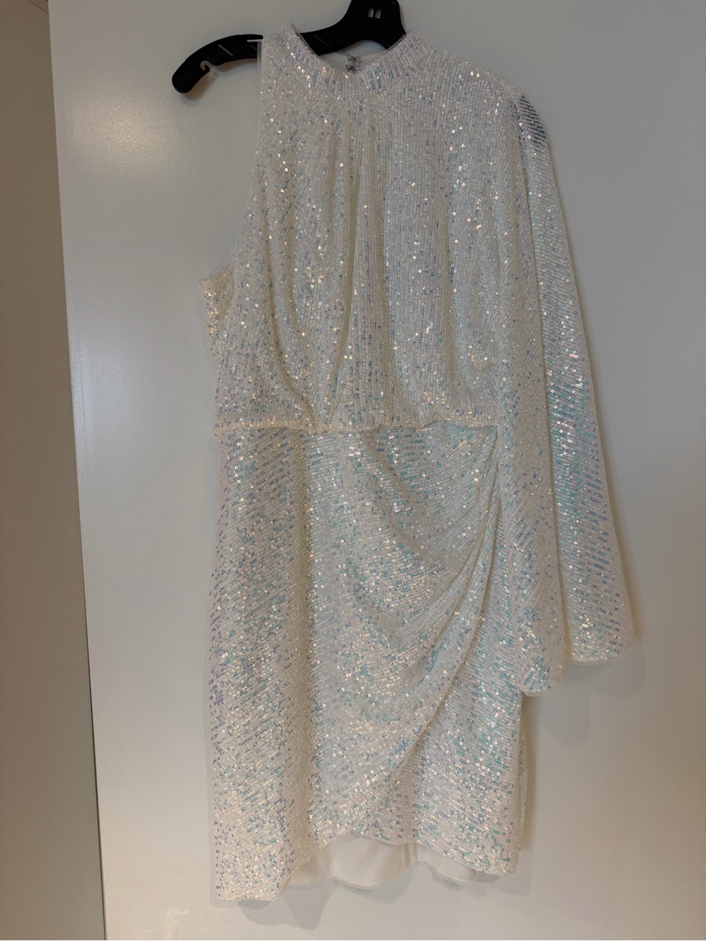 Black by Bariano One-Shoulder Sequin Cocktail Dress - White